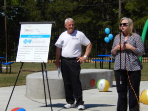 "This project in particular really touches our hearts," Reeves told the crowd of Jena residents.