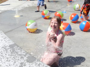 Reeves' daughter Lucy, clearly not afraid to take in the gushing water.