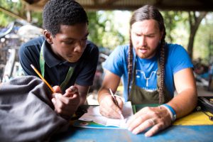 BCBS Foundation volunteer teaching student.