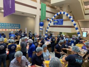 Blue Cross Blue Shield volunteers at packing party.